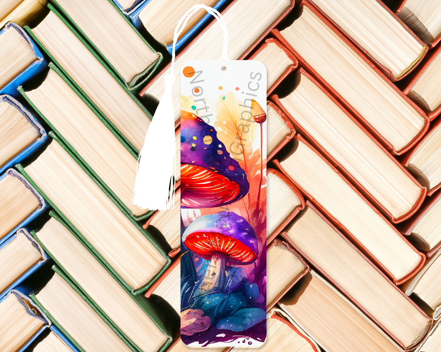 Vibrant Fantasy Mushrooms Bookmark
