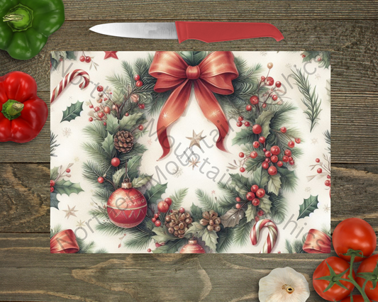Glass Cutting Board Christmas