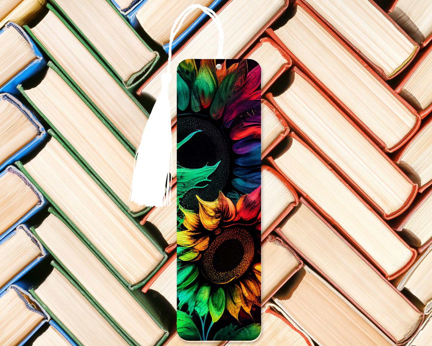Rainbow Sunflower Bloom Bookmark