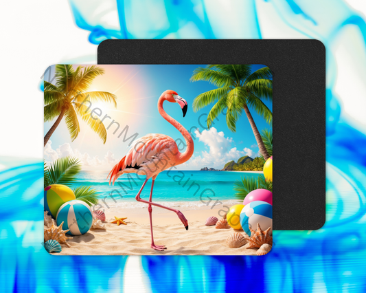 Paradise Palm Flamingo Mouse Pad