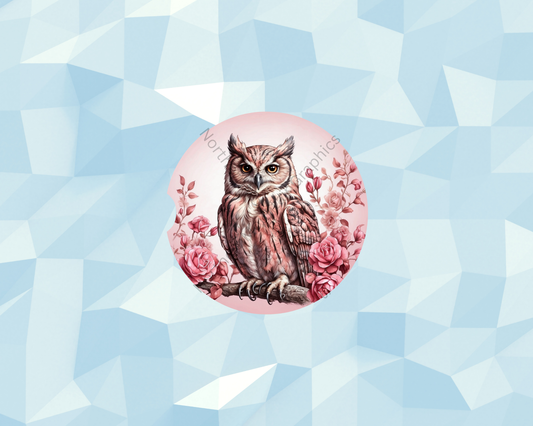 Rose Garden Owl Car Coaster