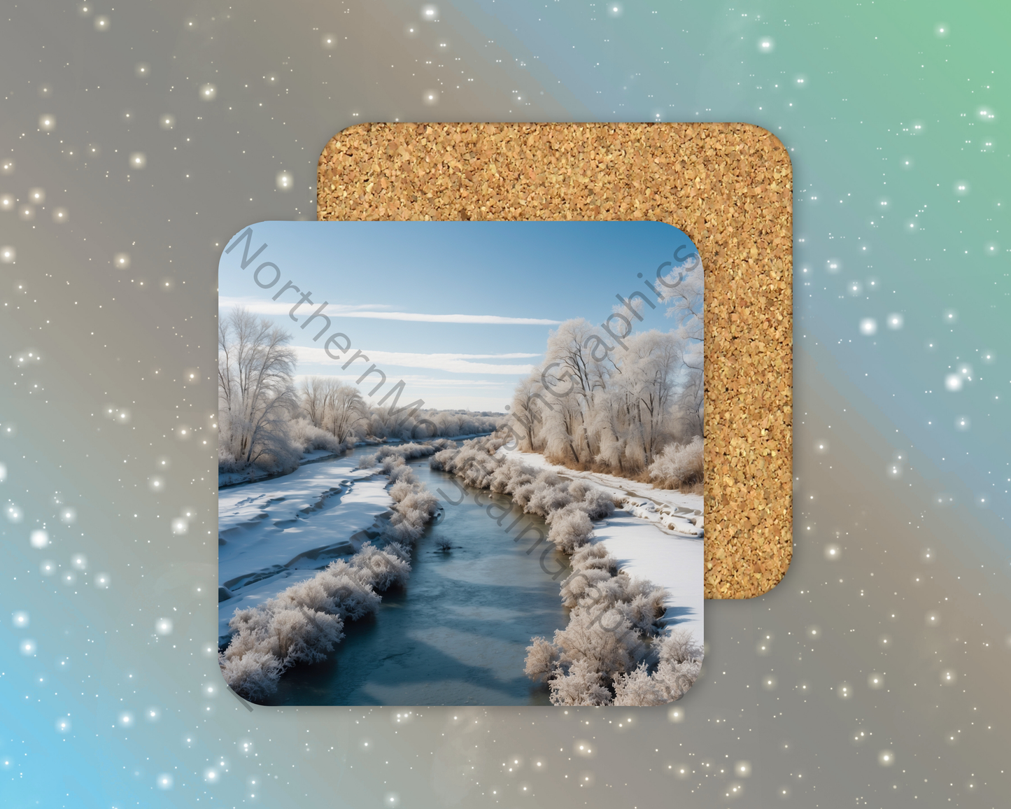 River of Winter Silence Winter Square Coaster