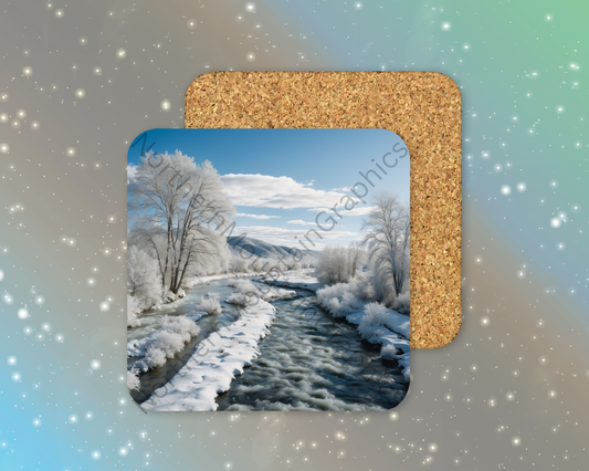 Winter’s Gentle Current Winter Square Coaster