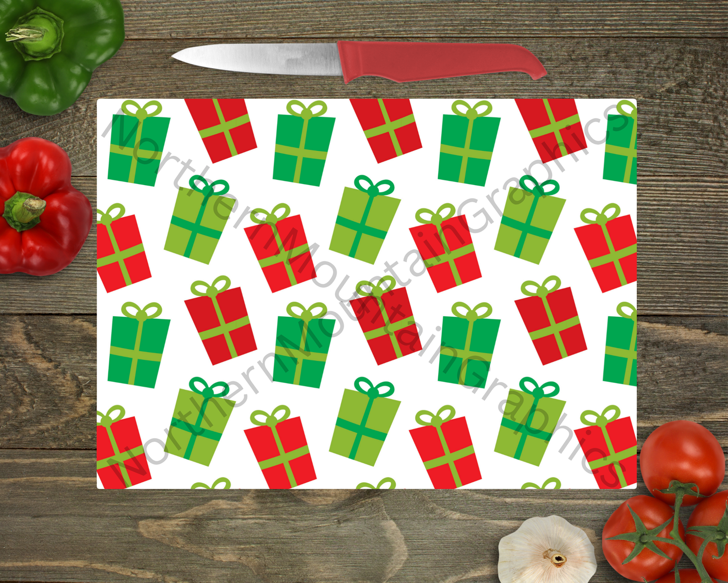 Glass Cutting Board Christmas