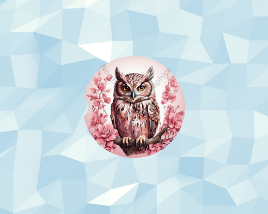 Blush Blossom Owl Car Coaster