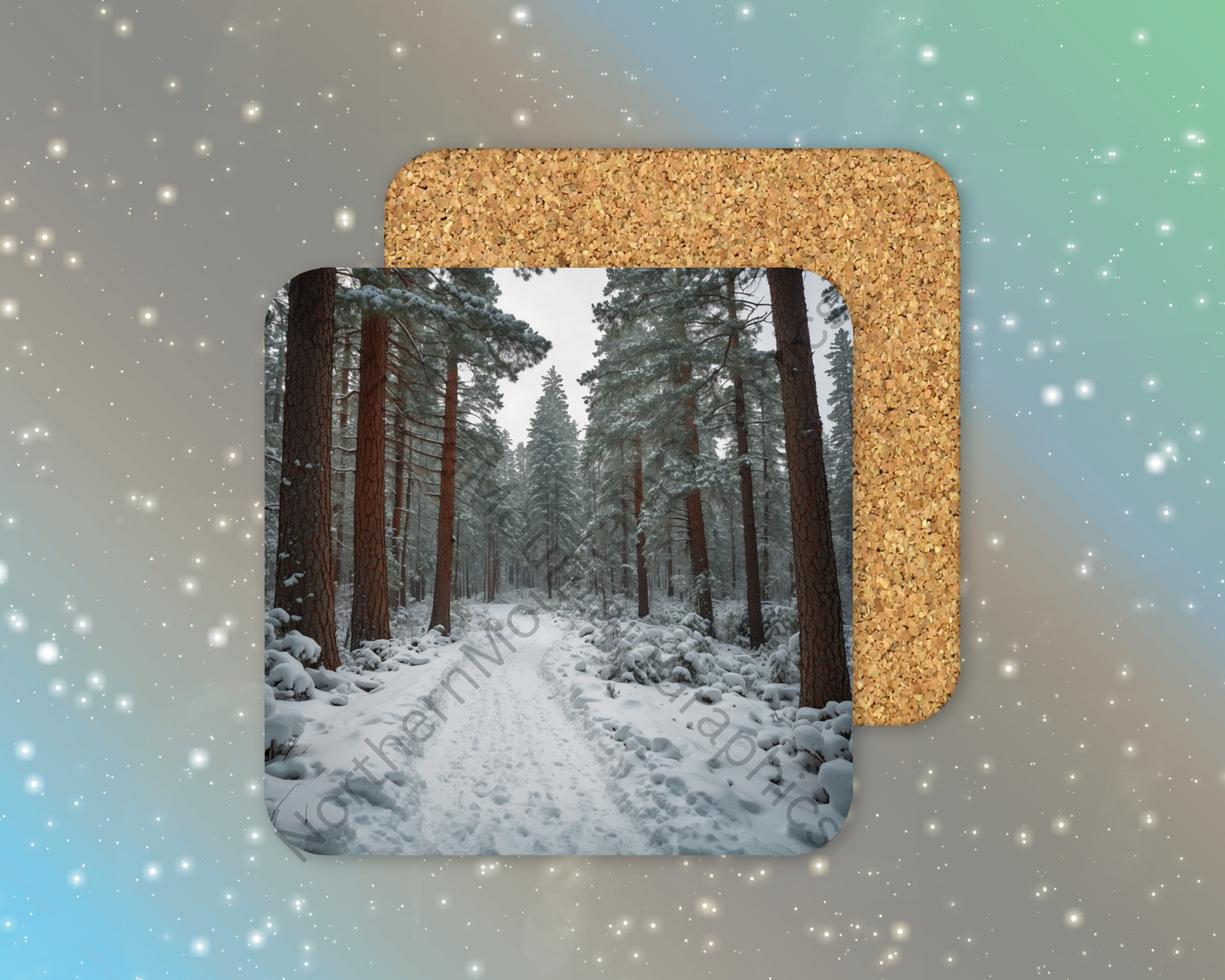 Path of Winter Whispers Winter Square Coaster