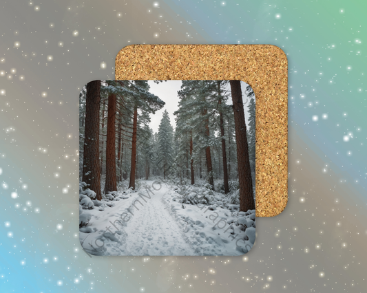 Path of Winter Whispers Winter Square Coaster