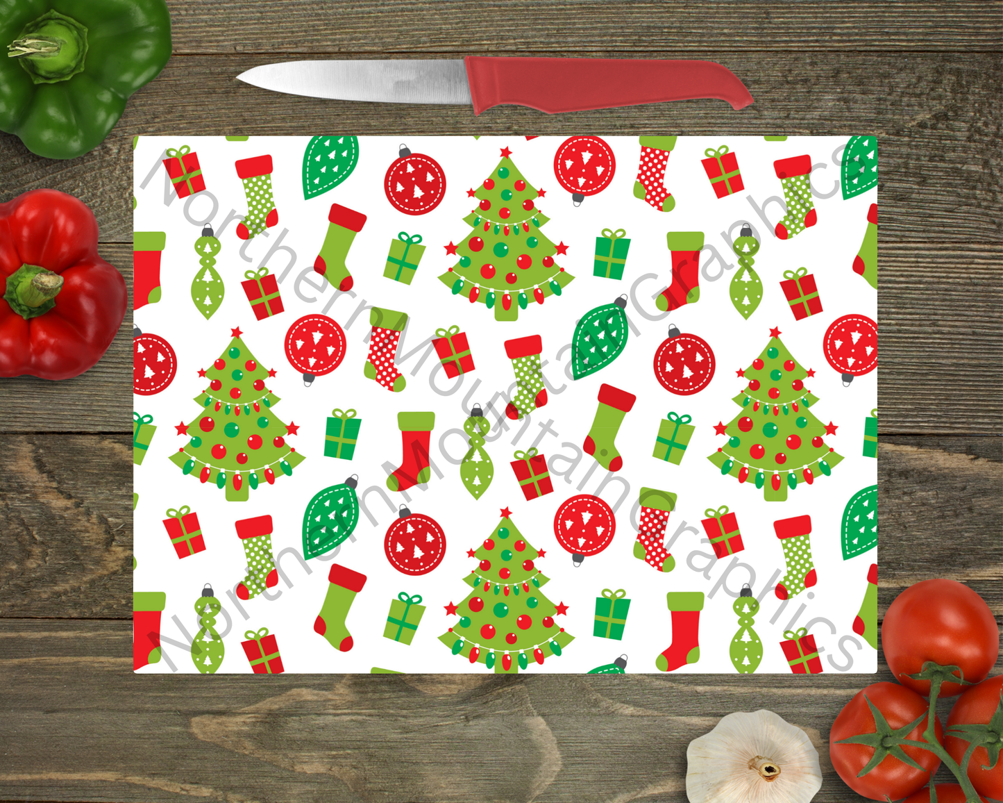 Glass Cutting Board Christmas