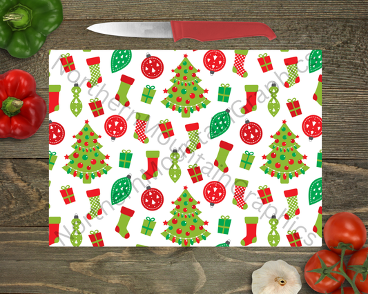 Glass Cutting Board Christmas
