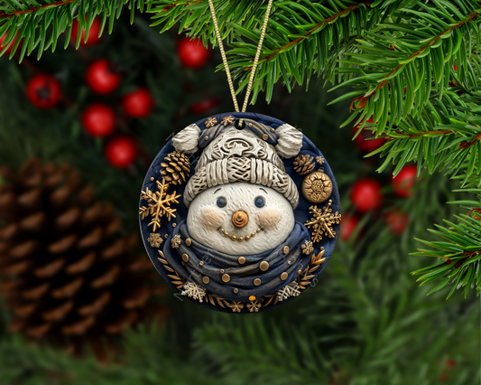 Snowman With Pom Hat & Scarf Christmas Ornament