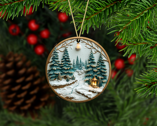 Enchanted Winter Forest Christmas Ornament