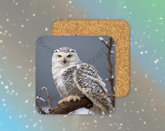Guardian of the Frozen Realm Owl Winter Square Coaster