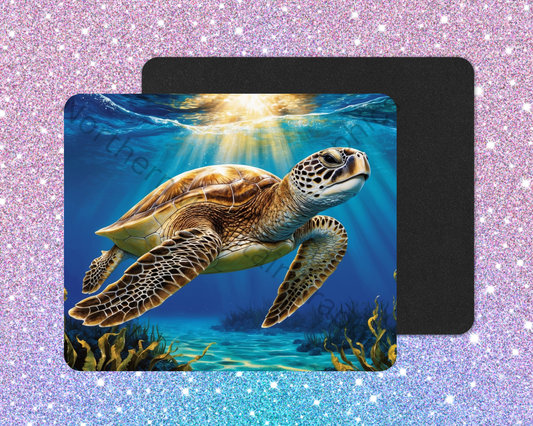 Golden Reef Sea Turtle Explorer Mouse Pad