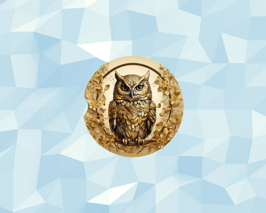 Golden Leaf Owl Car Coaster