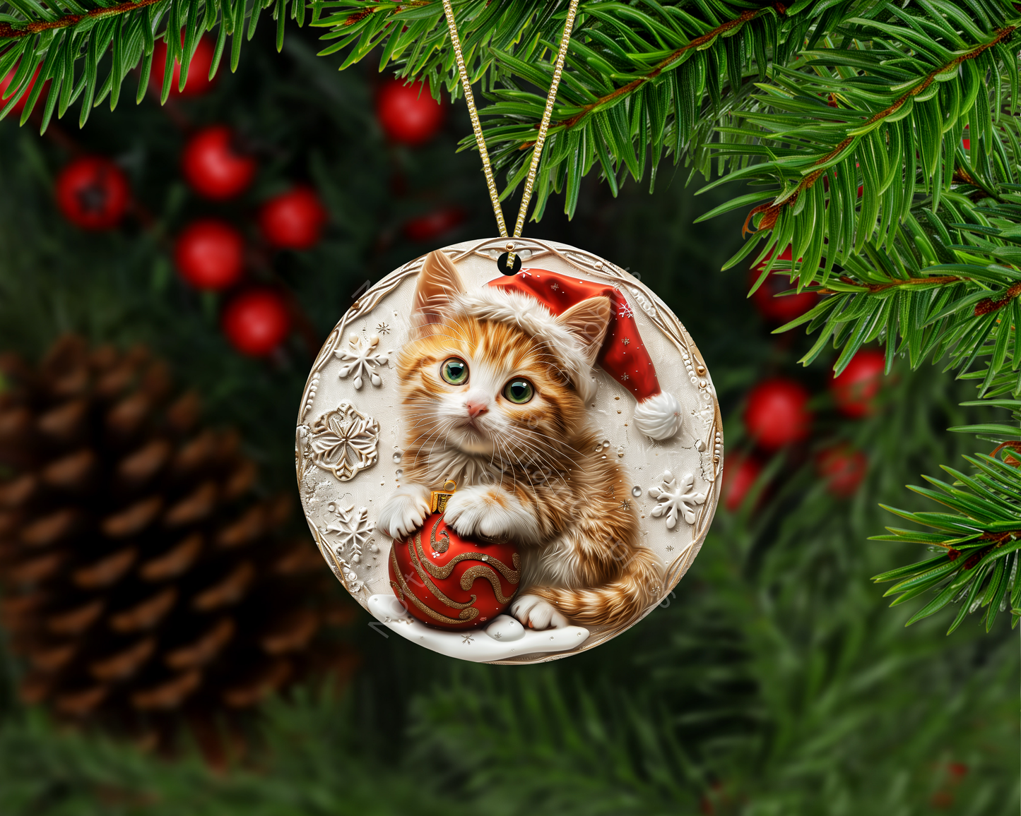Santa Kitten Christmas Christmas Ornament