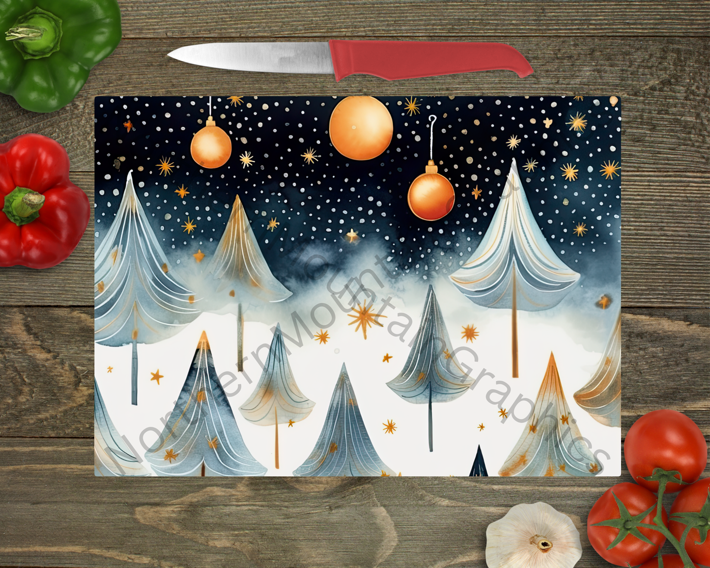Glass Cutting Board Christmas