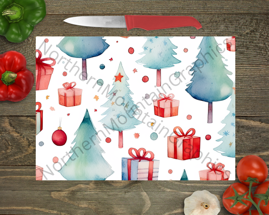 Glass Cutting Board Christmas