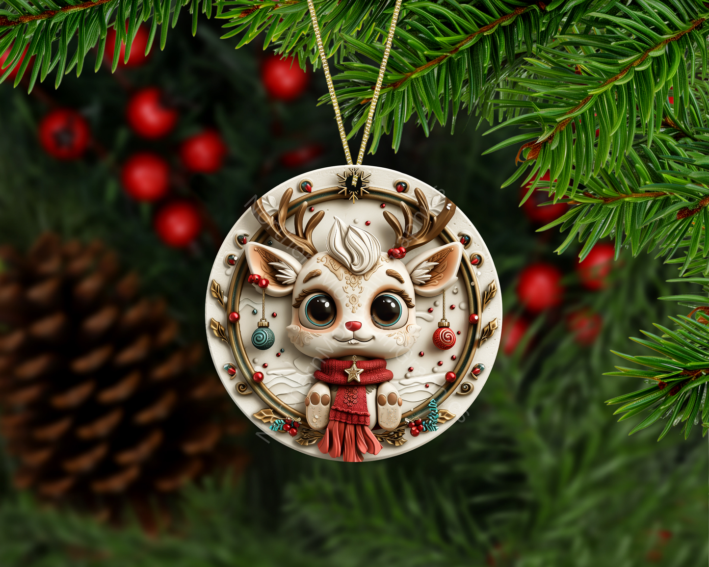 Festive Baby Reindeer Christmas Ornament