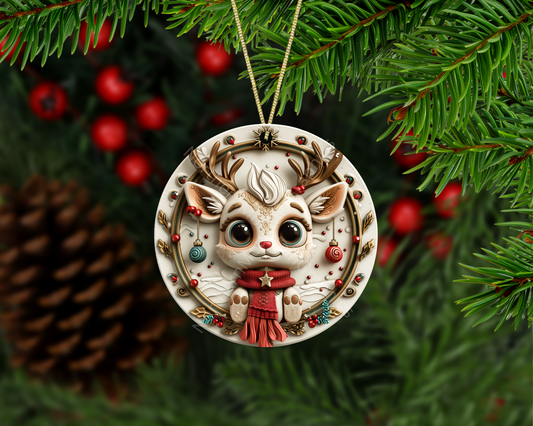 Festive Baby Reindeer Christmas Ornament