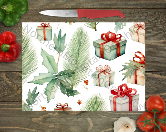 Glass Cutting Board Christmas