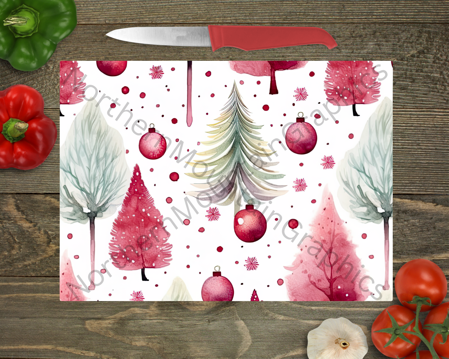 Glass Cutting Board Christmas