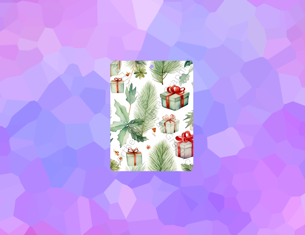 Watercolor Gifts and Foliage Christmas Air Freshener