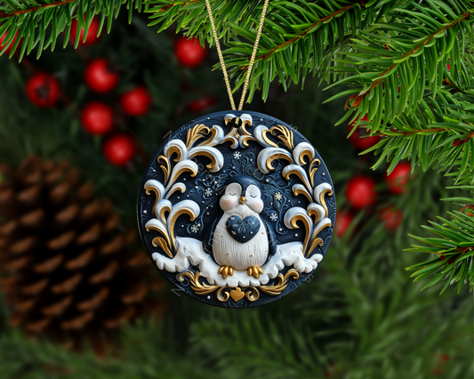 Snowy Serenity – Penguin of Peace Christmas Ornament