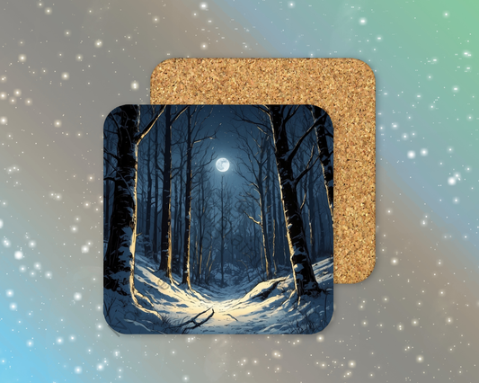 Moonlit Silence Winter Square Coaster