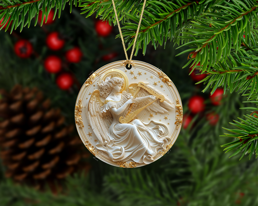 Heavenly Harp Angel Christmas Ornament