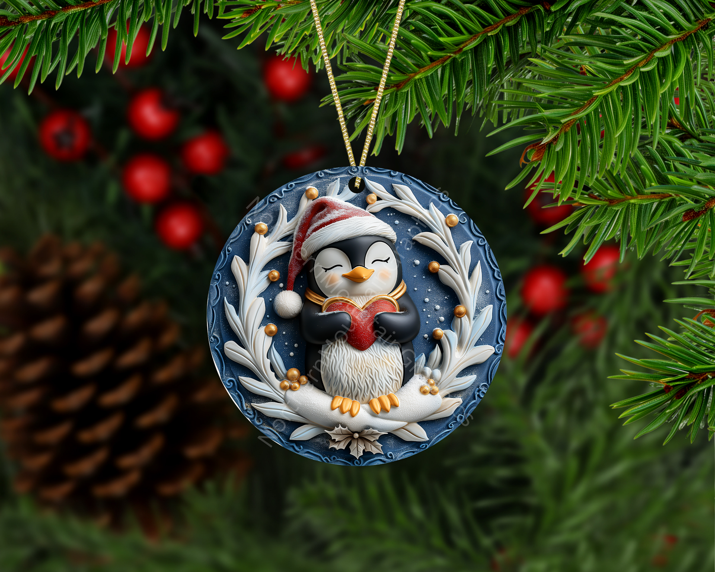 Heart of Winter – Christmas Penguin Christmas Ornament