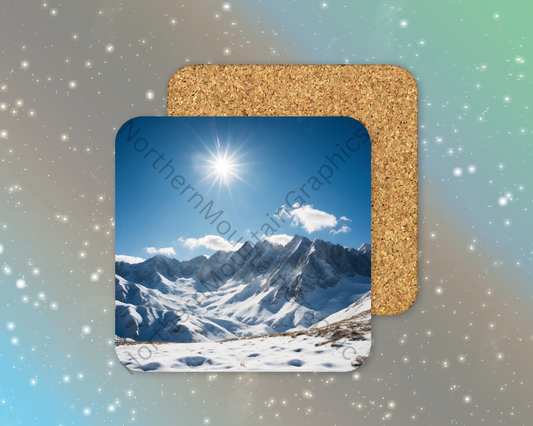 Radiance Over Peaks Winter Square Coaster