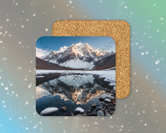 Glacier Reflection Winter Square Coaster