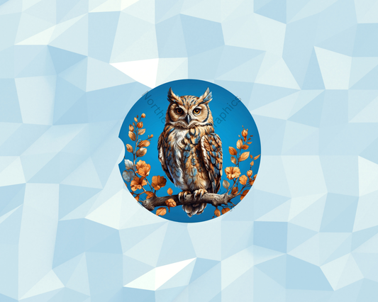 Regal Sapphire Owl Car Coaster