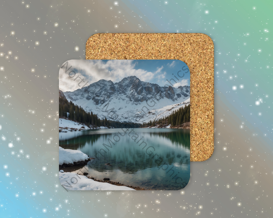 Emerald Glacier Lake Winter Square Coaster