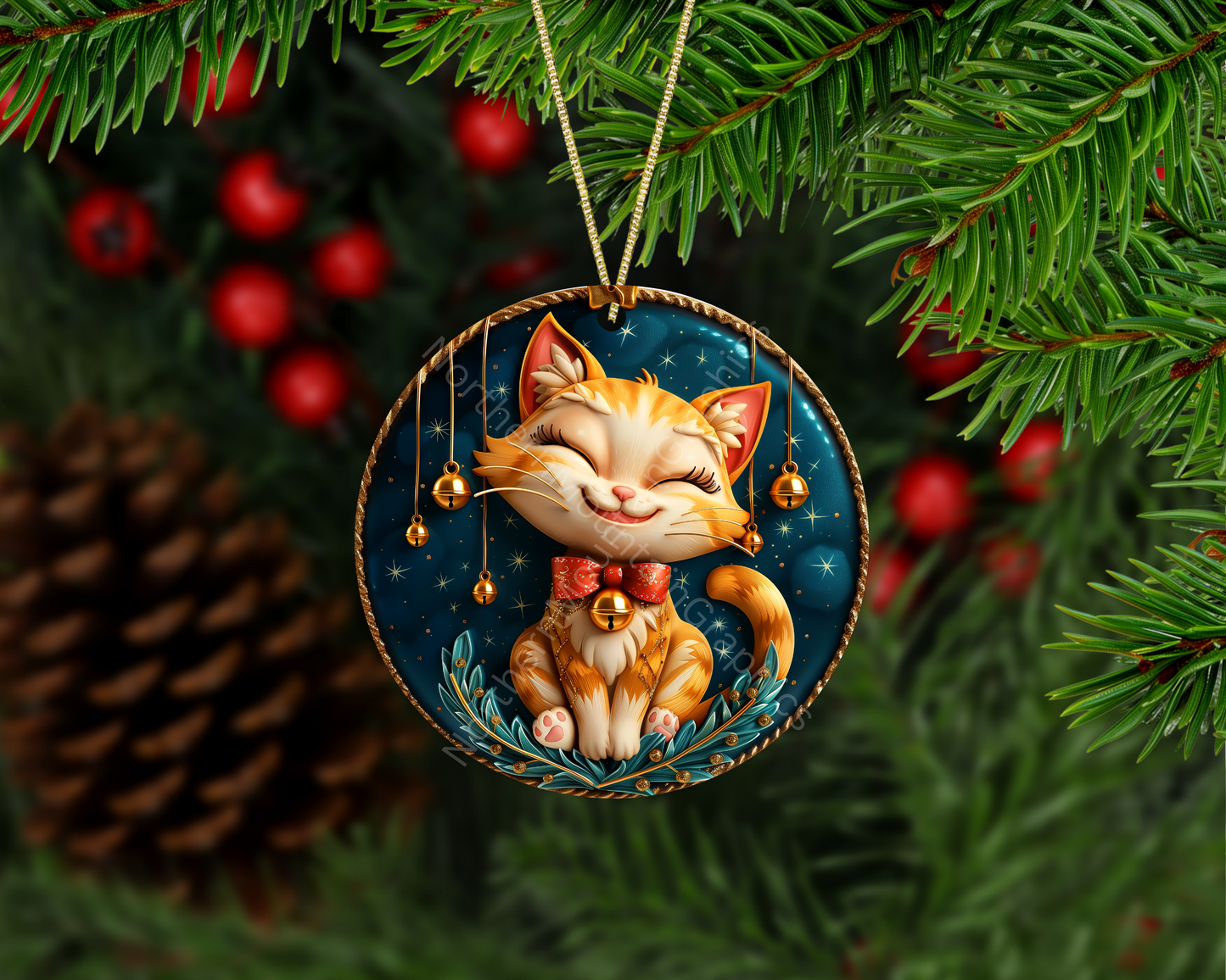 Ginger Cat Christmas Ornament