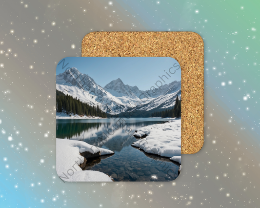 Blue Horizon Lake Winter Square Coaster