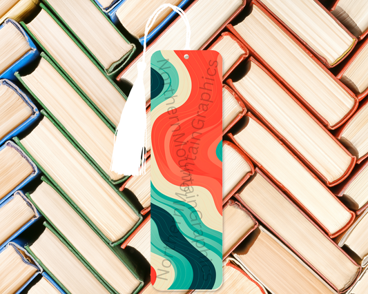 Coral & Teal Abstract Stream Bookmark