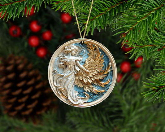 Blue & Gold Angel Christmas Ornament