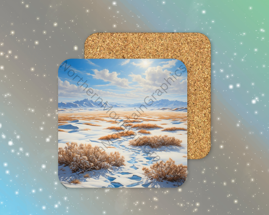 Golden Winter Expanse Winter Square Coaster