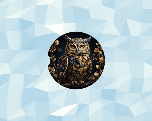 Nocturnal Autumn Owl Car Coaster