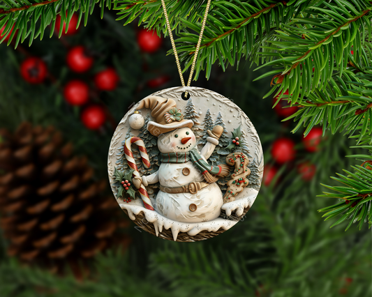 Waving Snowman Christmas Ornament
