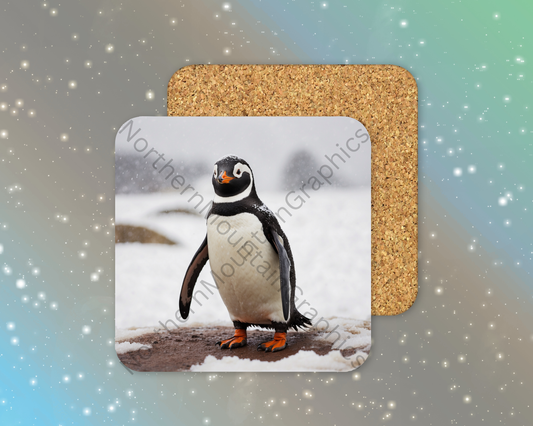Penguin on Ice Winter Square Coaster