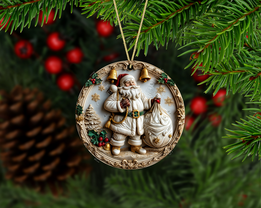 Santa Holding Gift Bag Christmas Ornament