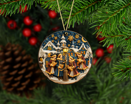Carolers Around Lightpost Christmas Ornament