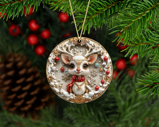 Baby  Reindeer with Snowflakes Christmas Ornament