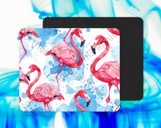 Soft Pink Flamingo Parade Mouse Pad