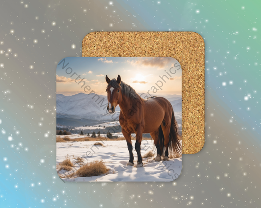 Majestic Winter Stallion Winter Square Coaster