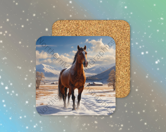 Winter Ranch Guardian Winter Square Coaster