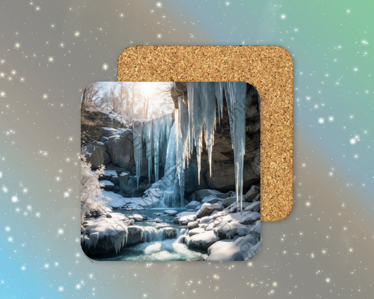 Icicle Cavern Falls Winter Square Coaster