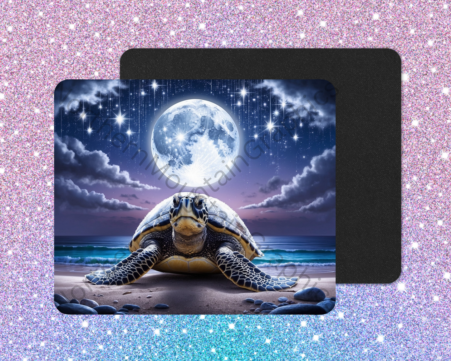 Moonrise Coastal Sea Turtle Mouse Pad